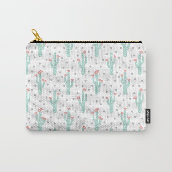 White Cactus Flowers triangle geometric kids fun southwest tribal socal hipster pattern desert print Carry-All Pouch