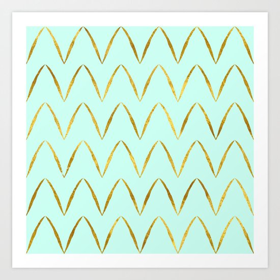 Mint Gold Foil 05 Art Print