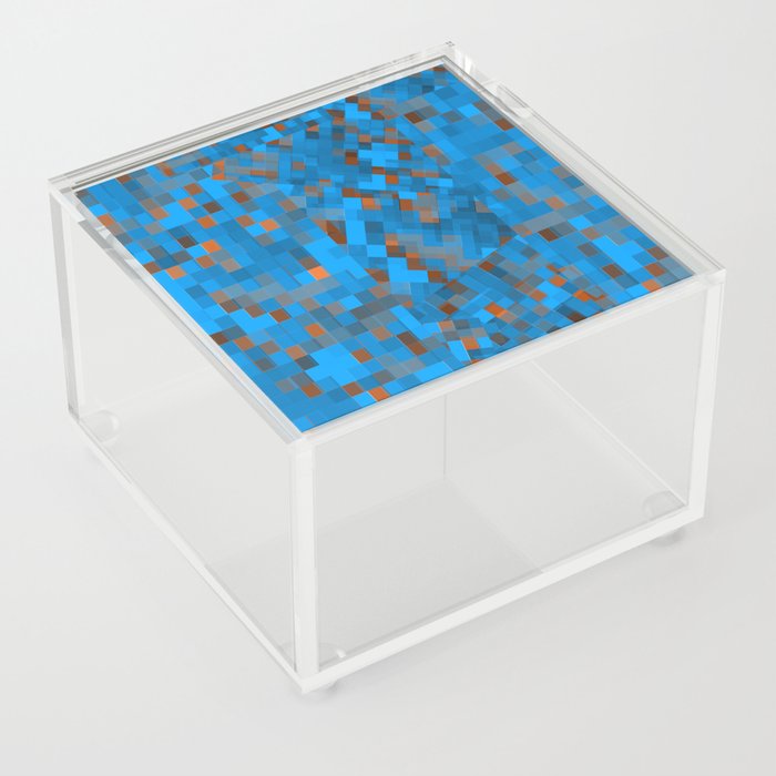 geometric pixel square pattern abstract background in blue brown Acrylic Box