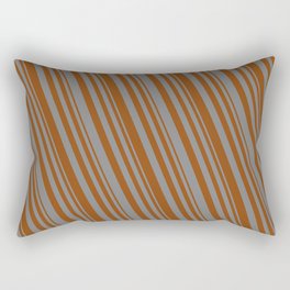 [ Thumbnail: Brown & Gray Colored Pattern of Stripes Rectangular Pillow ]