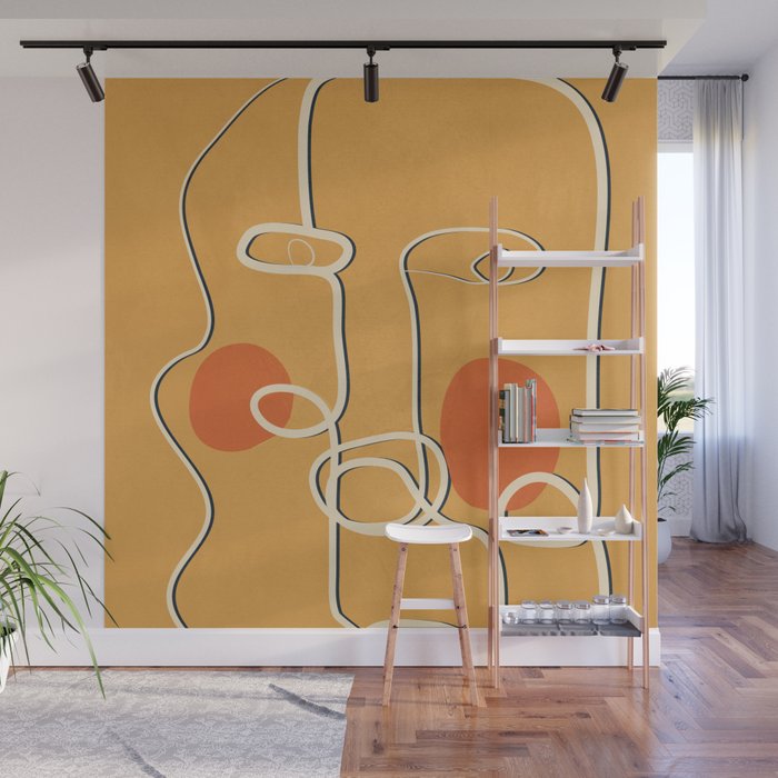 Abstract Face Line Art 07 Wall Mural