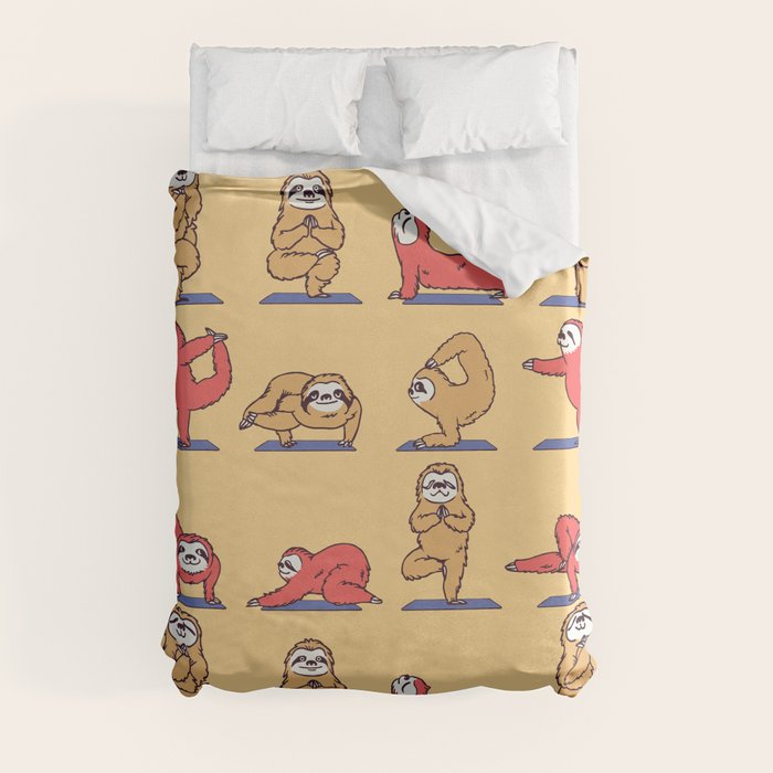 Sloth Yoga Duvet Cover by Huebucket Society6