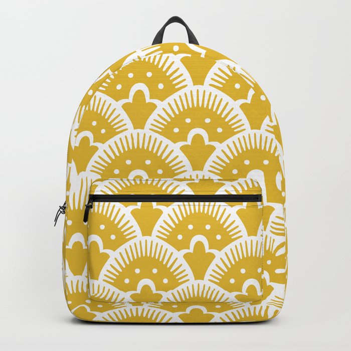 Fan Pattern Mustard Yellow 201 Backpack