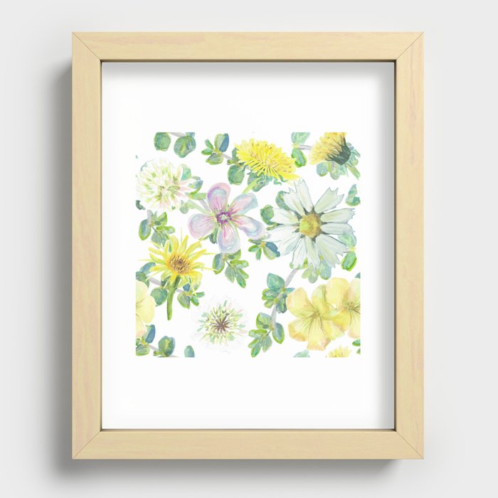 Spring Floral Mix on white Recessed Framed Print