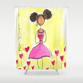 Tia Spread Love African American Art Shower Curtain