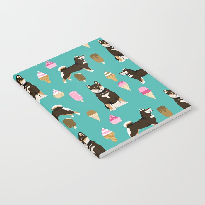 shiba inu black and tan ice cream dog breed pet pattern dog mom Notebook