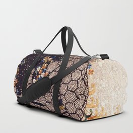 Kosode Fragment with Tortoiseshell Pattern, Waves, & Cherry Blossoms Shibori Print Duffle Bag