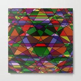 Stain Glass Mosaic Dark Metal Print | Stainglass, Geometric, Pattern, Modernabstract, Digital, Shapes, Graphicdesign, Geometry, Pieces, Tiled 