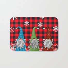 Christmas Gnome Lumberjack Plaid Bath Mat | Buffalo, Redplaid, Gnomesplaid, Elf, Graphicdesign, Lumberjack, Digital, Holidaydecor, Nordic, Christmas 