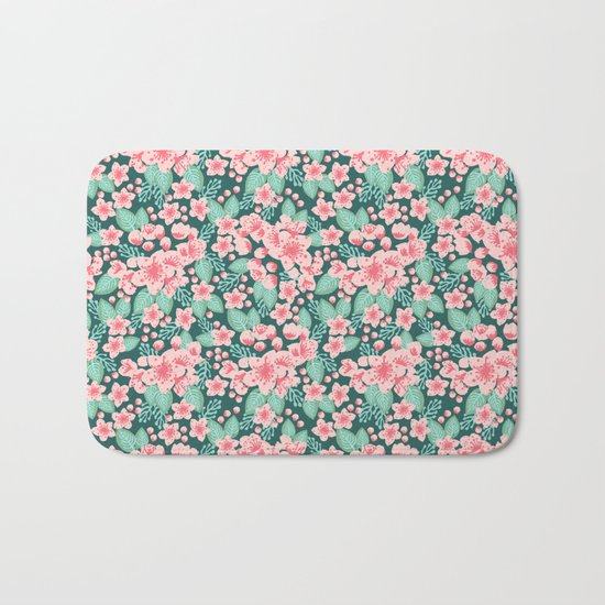 Cherry Blossom spring summer boho floral flower gardening nature botanical nature flowers florals Bath Mat