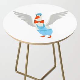 Cute White Goose Flapping Its Wings Side Table