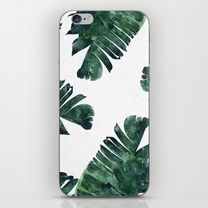 Banana Leaf Watercolor Painting, Tropical Nature Botanical Palm Illustration Bohemian Minimal Luxe iPhone Skin