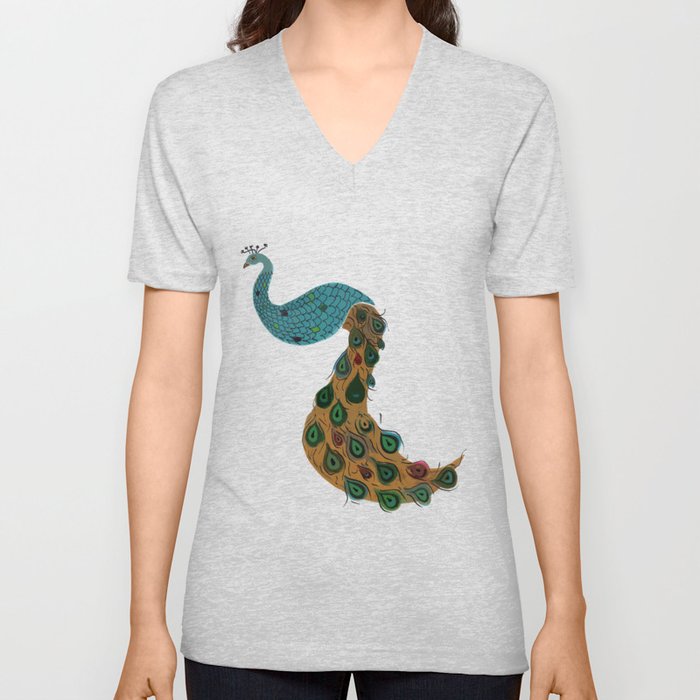Florence the Peacock V Neck T Shirt