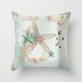 Summer Sea Treasures Beach Throw Pillow