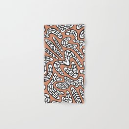 Organic Abstract Tribal Pattern in Bronzed Orange, Black and White Hand & Bath Towel