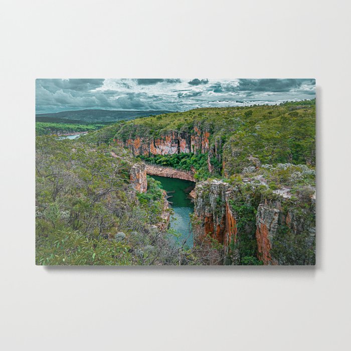 Canyons de Furnas, Minas Gerais, Brazil. Big canyons with green water river and Cerrado vegetation. Metal Print