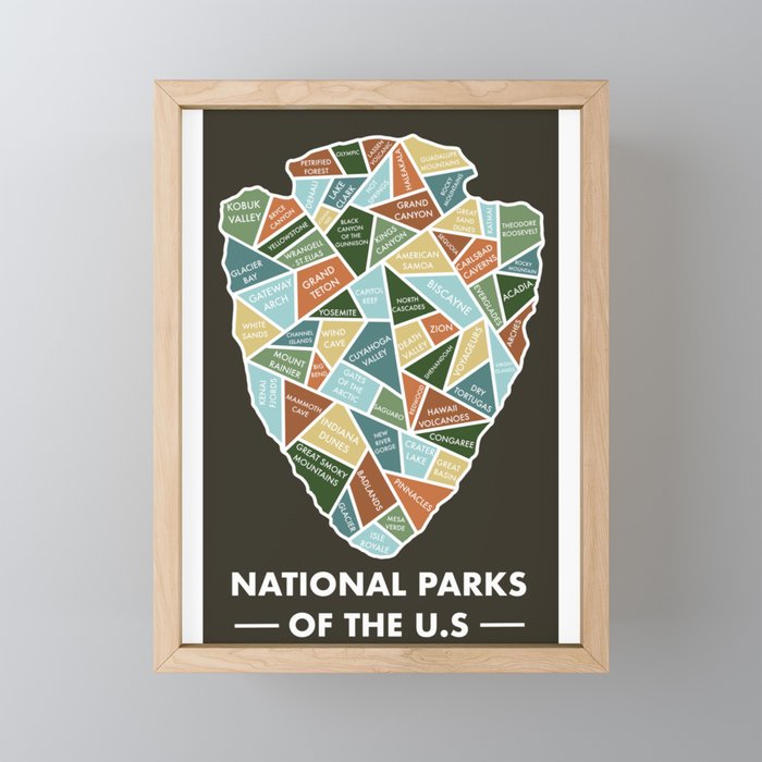 National Parks of the U.S. Framed Mini Art Print