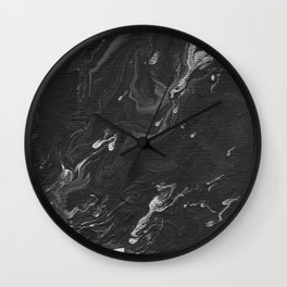 Monochrome abstract black-gray-white watercolor graphite background. Hand-painted texture splashes drops of paint paint smears. Best for the print fabric poster wallpaper cover wrapping and packaging. Wall Clock