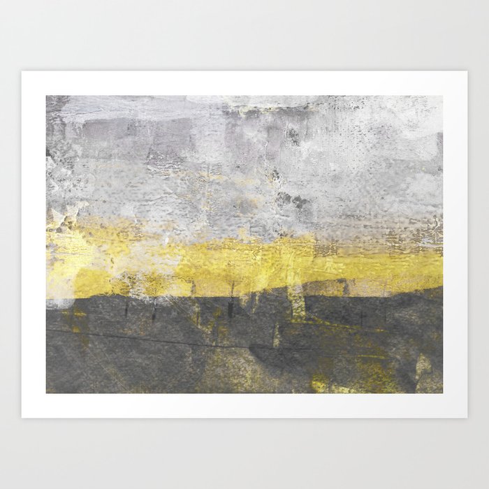 Yellow and Grey Abstract Painting Horizontal Art Print by Nature