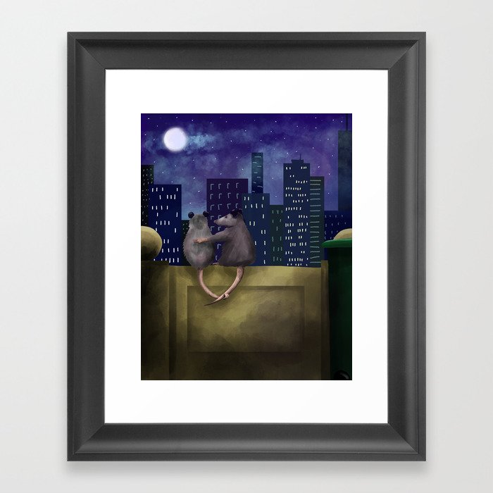 Midnight City Romance Framed Art Print