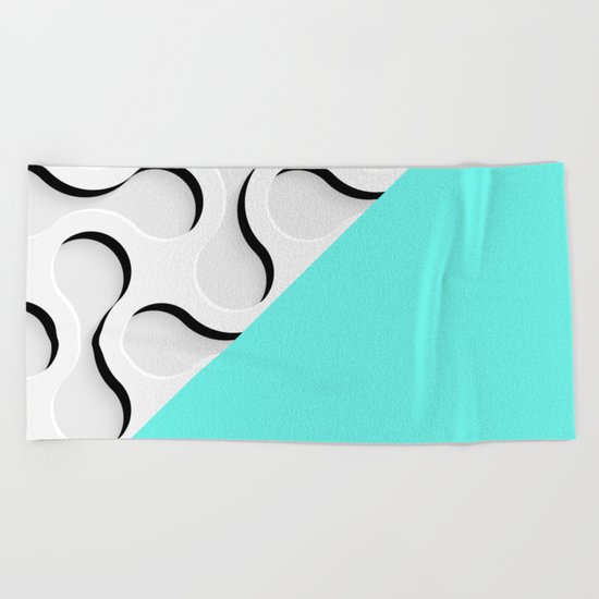 geometric in blue Beach Towel