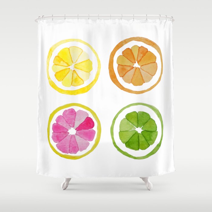 Neon Summer Citrus Fruits Shower Curtain