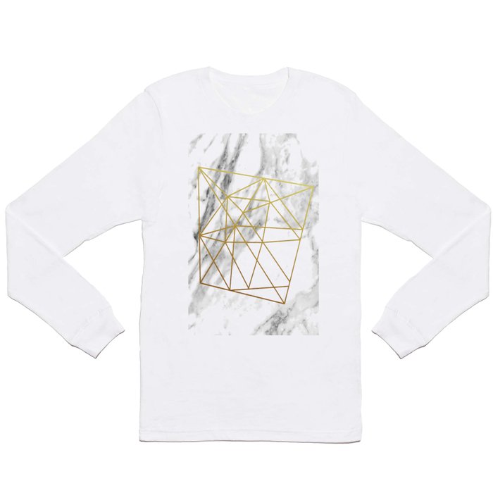 Gold geometric marble Long Sleeve T Shirt