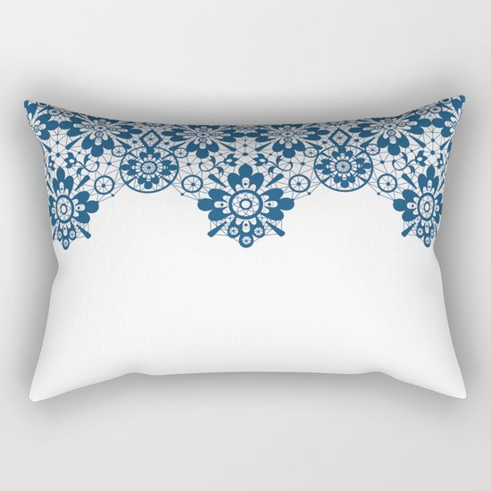 Blue lace on white background . Rectangular Pillow
