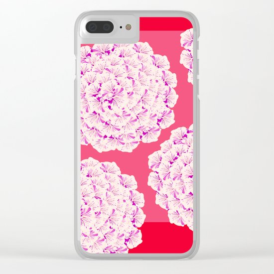 Large Flower Balls On Red Background - #Society6 #buyart Clear iPhone Case