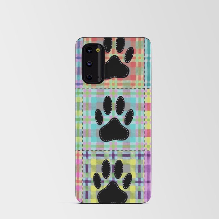 Colorful Quilt Dog Paw Print Drawing Android Card Case
