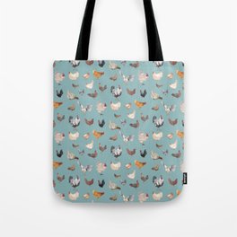 Chicken Happy Pattern- teal Tote Bag
