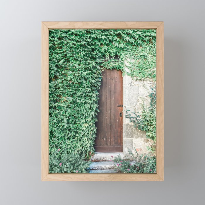 French Chateau Secret Garden | Castle door covered in Green Ivy in France | Travel Photography | Wit Photography-5.jpg Framed Mini Art Print