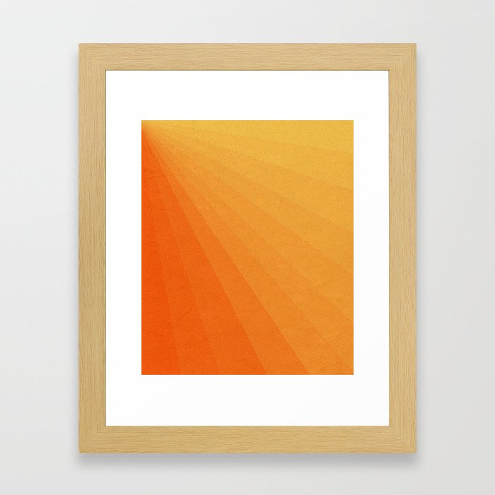 Shades of Sun - Line Gradient Pattern between Light Orange and Pale Orange Framed Art Print