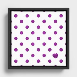 Polka Drops - bigger dots - with a little heart - purple Framed Canvas