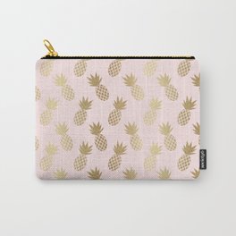 Pink & Gold Pineapples Pattern Carry-All Pouch