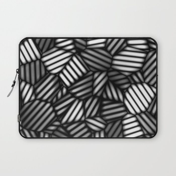 Grayscale Leaves Pattern Laptop Sleeve