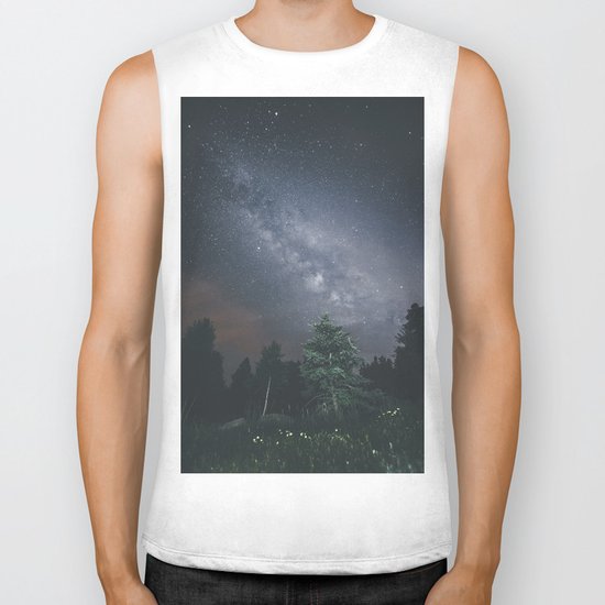 Milky way night sky Biker Tank