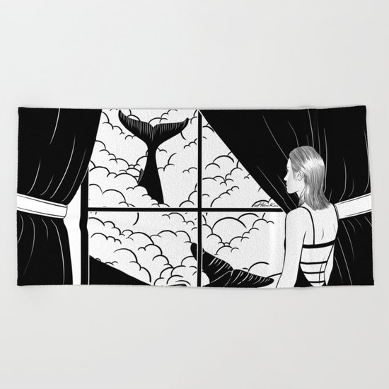 Flying in the ocean, Swimming in the sky Beach Towel