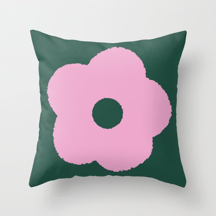 Pink cute flowers. Flowers that harmonize with patterns. pink and green. Throw Pillow