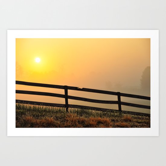 Foggy Farm Art Print