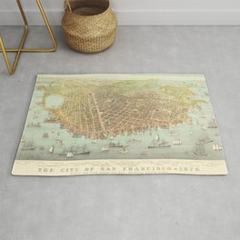 Vintage City of San Francisco Restored Map, 1878 Area & Throw Rug