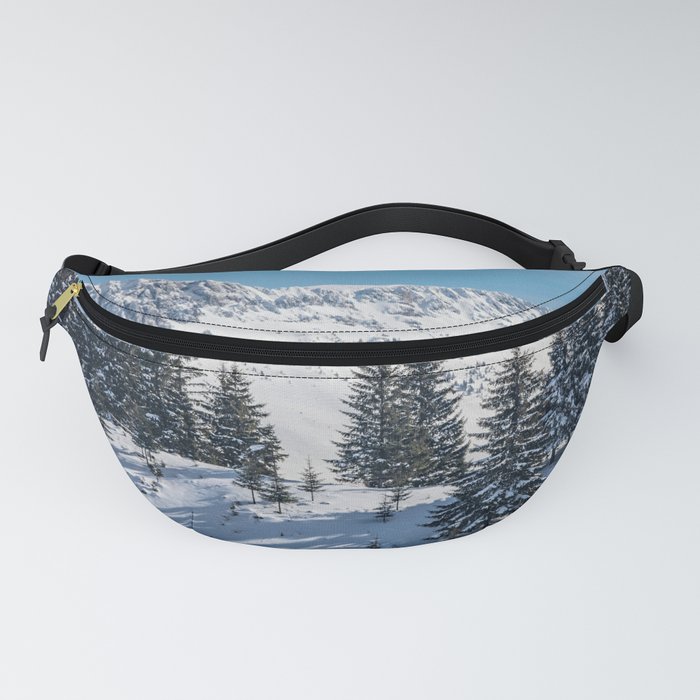 Winter landscape with snow-covered fir trees Fanny Pack