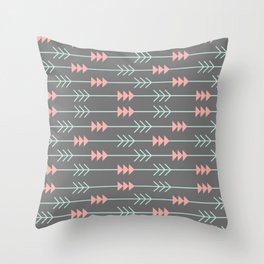 Boho Arrows Gray Pink & Mint Throw Pillow