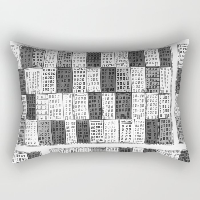 New York Streetscape (black and white) Rectangular Pillow