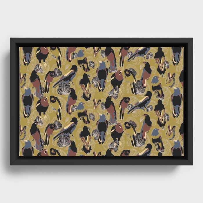 Birds of Prey in Gold Framed Canvas