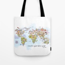 World Map Watercolor Tote Bag