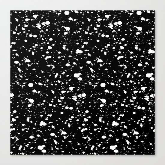 Paint Spatter White on Black Canvas Print