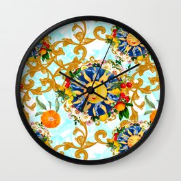 Sicilian sun,half moon,majolica,Mediterranean art Wall Clock