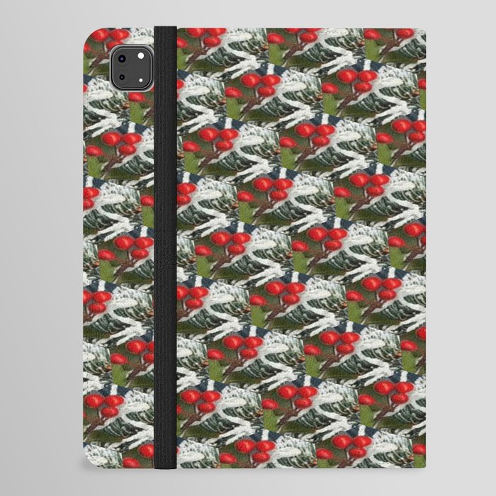 Christmas celebration pattern design with holly branches iPad Folio Case