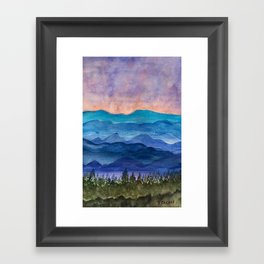 Blue Ridge Mountains Sunrise Original Watercolor Painting Framed Art Print
